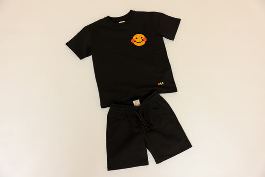 T-shirt Short Set / Smiley Black