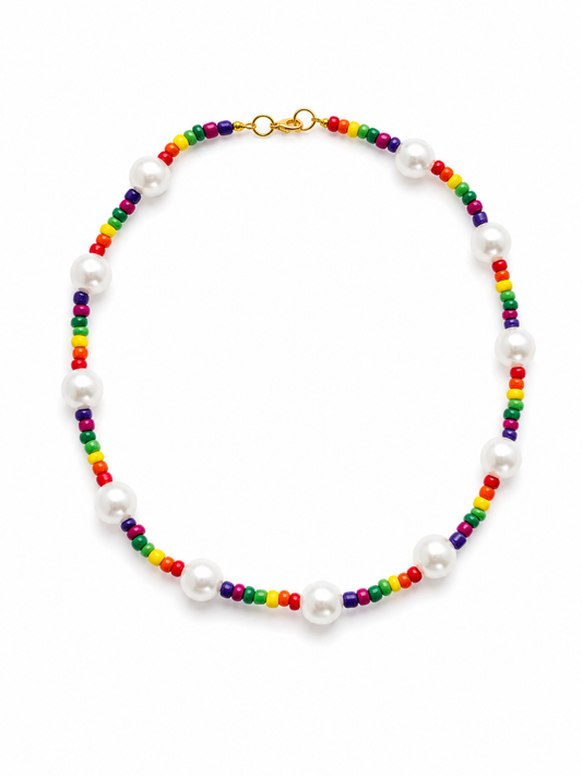 Rainbow pearl necklace