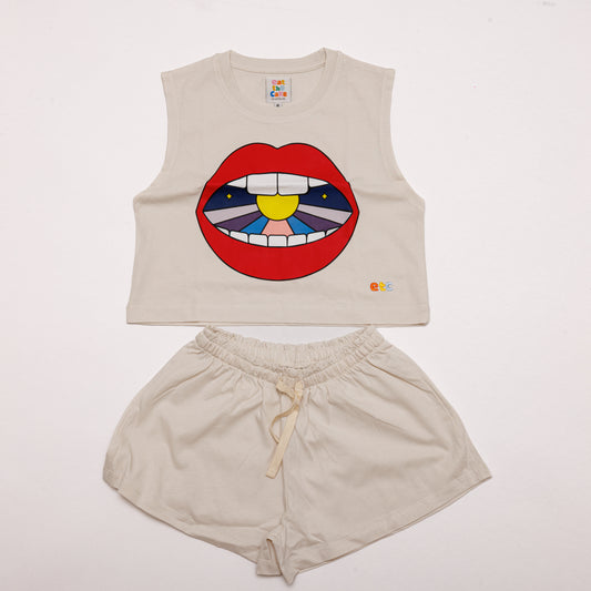 Sleeveless Tee Set / Lips