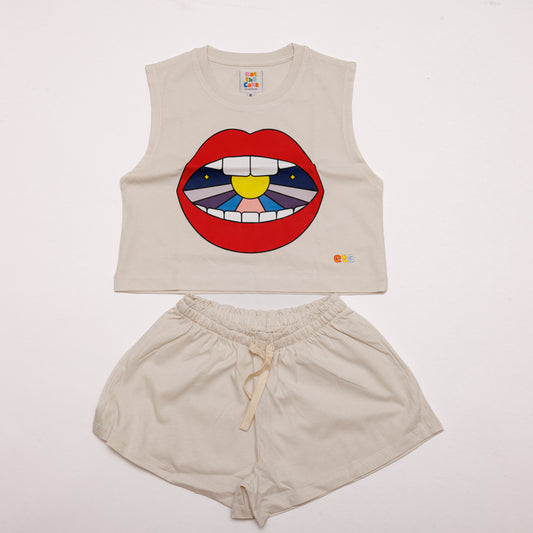 Sleeveless Tee Set / Lips