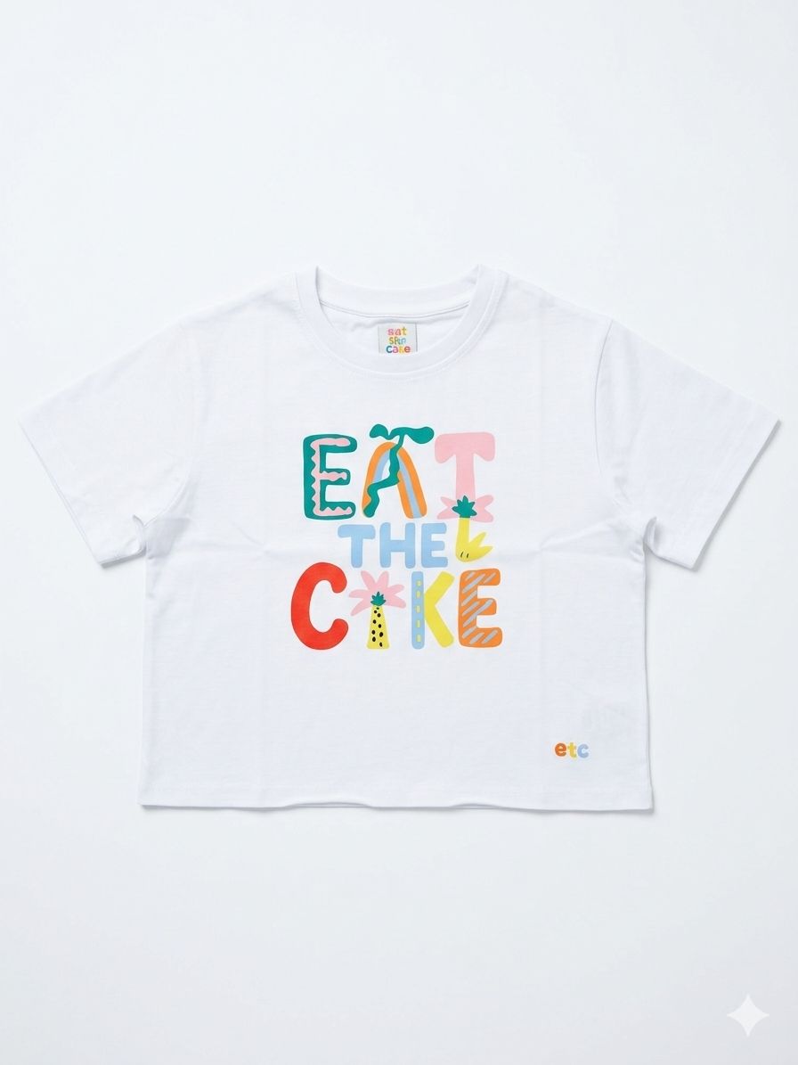 White eat the cake t-shirt