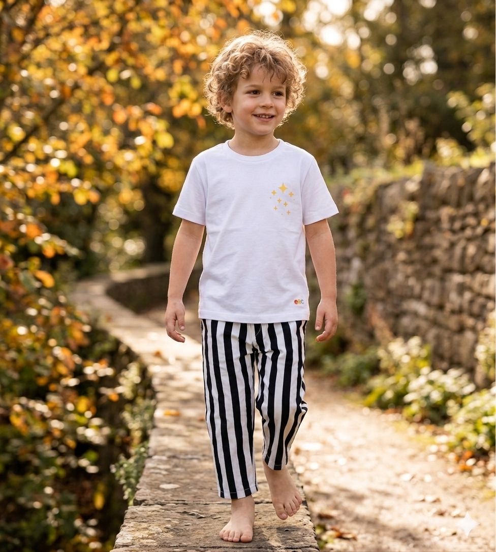 Striped black and white trouser unisex