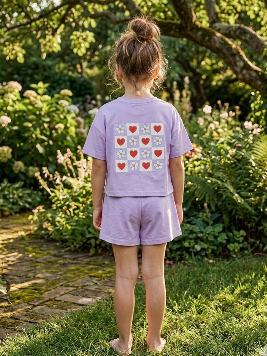 Purple set hearts and sunflowers
