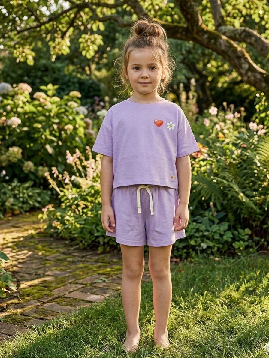 Purple set hearts and sunflowers